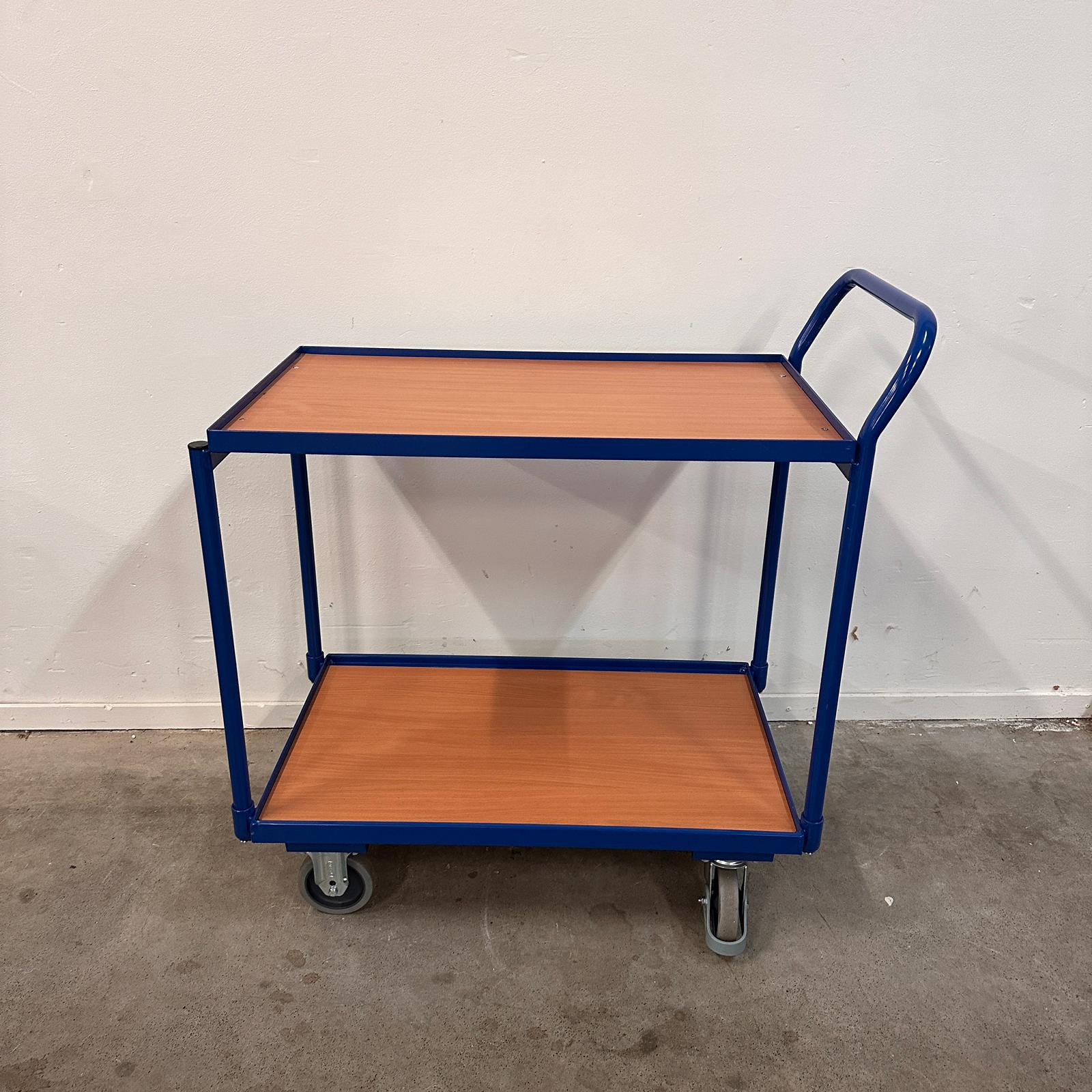 Ergonomische wagen met 2 houten plateaus - Verticale duwbeugel - Draagvermogen 250 kg - Afbeelding 4