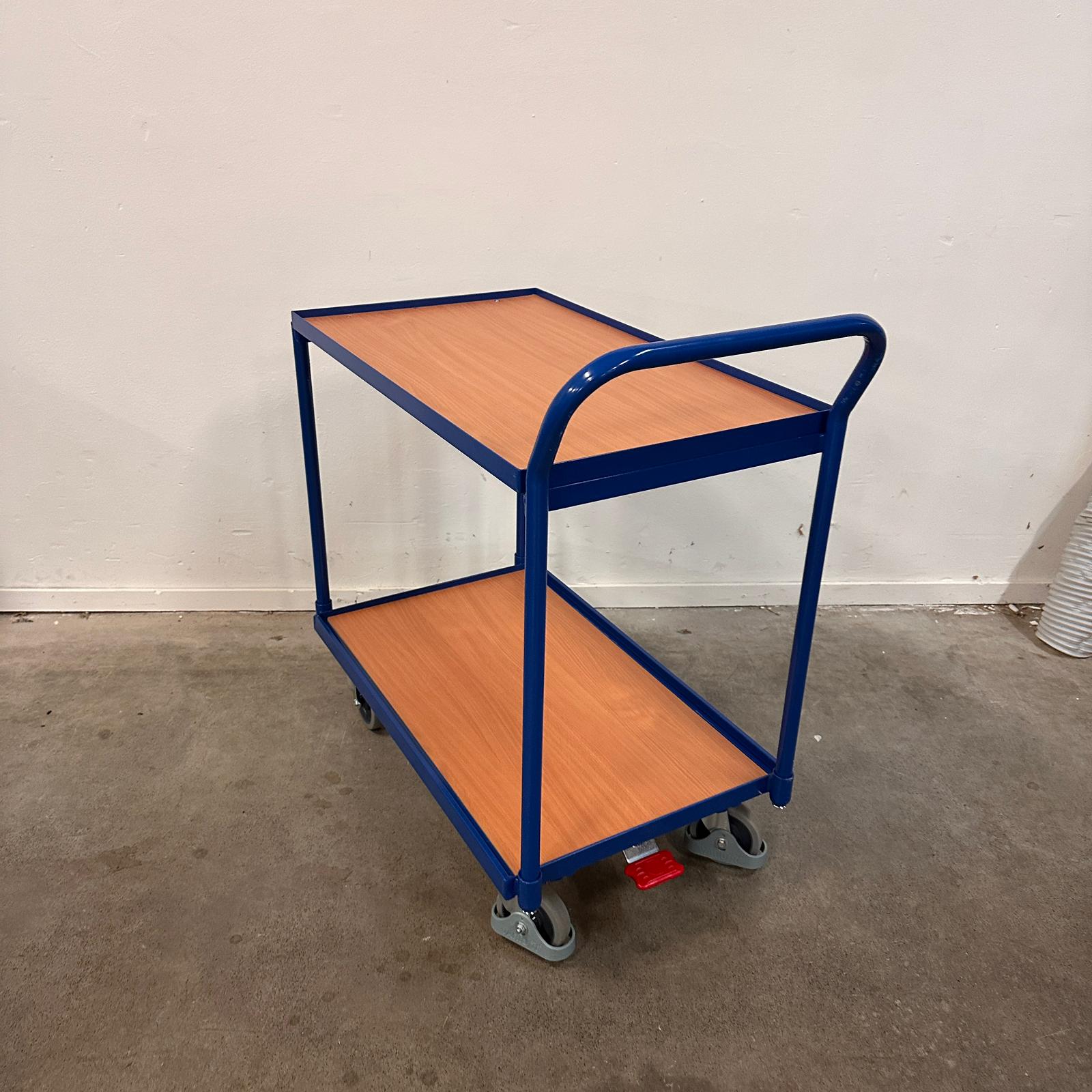 Ergonomische wagen met 2 houten plateaus - Verticale duwbeugel - Draagvermogen 250 kg - Afbeelding 3