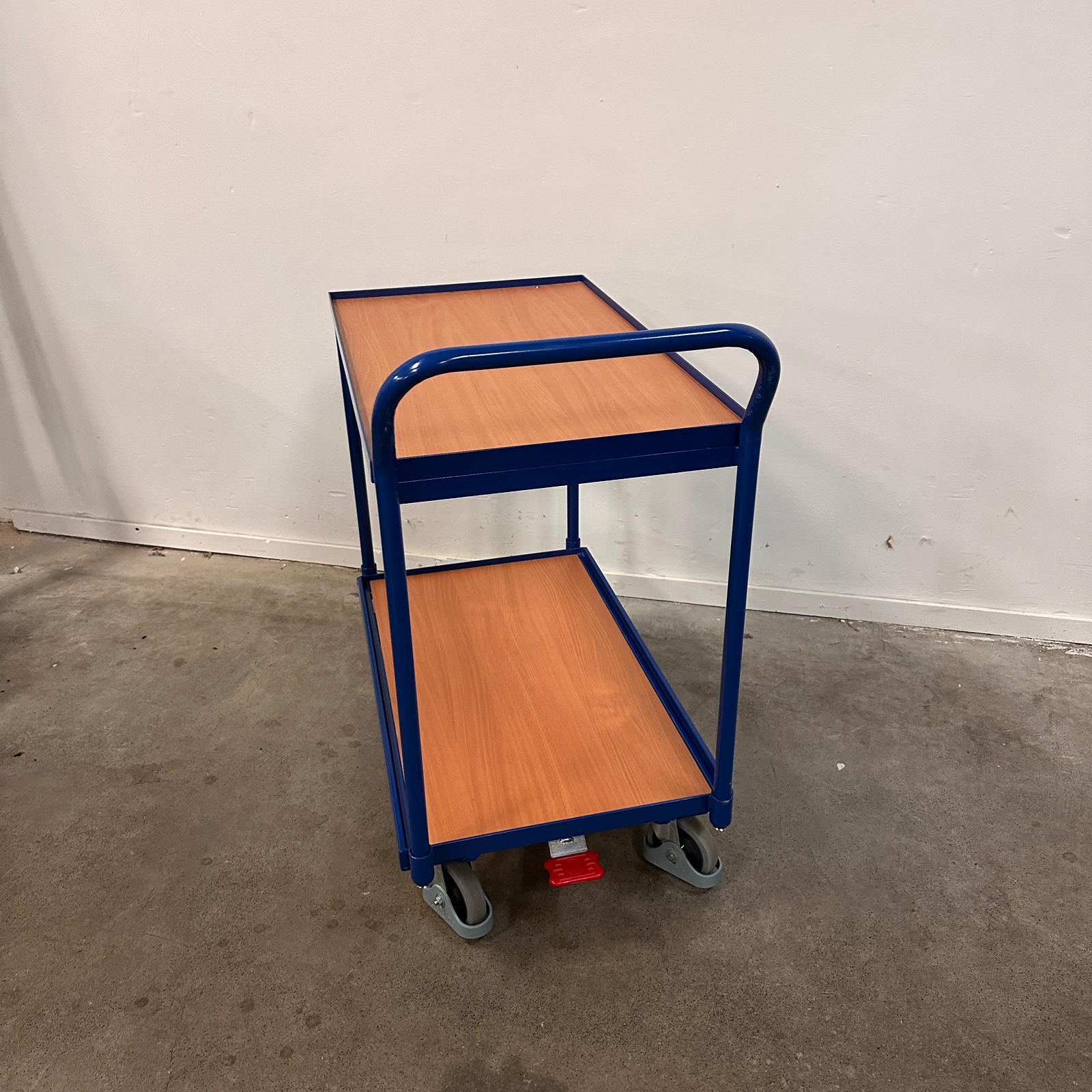 Ergonomische wagen met 2 houten plateaus - Verticale duwbeugel - Draagvermogen 250 kg - Afbeelding 2
